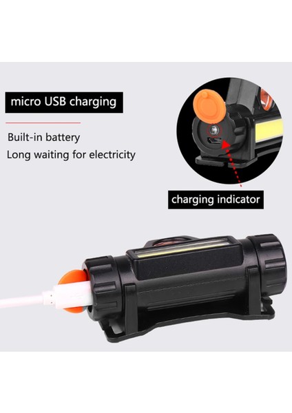 Siyah Stil 2022 Yeni Q5 Far Kafa Lambası Far Su Geçirmez 2500LM Cob LED Dahili USB Şarj Edilebilir Pil Çalışma Işığı 5W (Yurt Dışından)