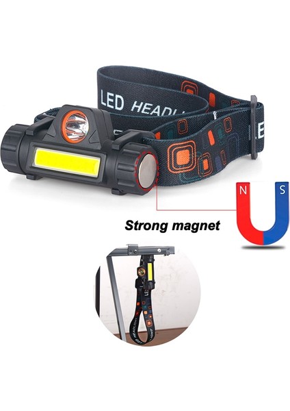 Siyah Stil 2022 Yeni Q5 Far Kafa Lambası Far Su Geçirmez 2500LM Cob LED Dahili USB Şarj Edilebilir Pil Çalışma Işığı 5W (Yurt Dışından)