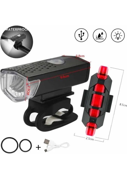 Beyaz Ön Işık Stili Mtb Bisiklet Işığı 300 Lümen Bisiklet Aydınlatma Bisiklet Işığı Bisiklet Ön Arka Işık Seti 3 Mod Bisiklet Fener Bisiklet Aksesuarları (Yurt Dışından)