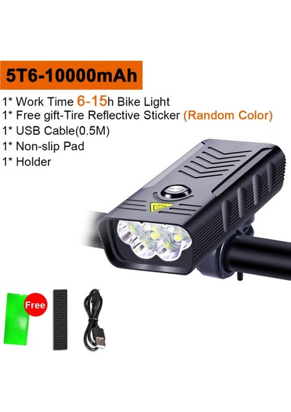 5t6 D Stili 5t6 LED Far Bisiklet Işık Ön USB Şarj Edilebilir Su Geçirmez Mah El Feneri Bisiklet Işık Bisiklet Mtb Arka Işık (Yurt Dışından)