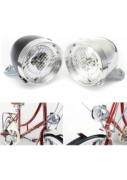 Kırmızı Stil Retro Vintage Bisiklet 3led Ön Işık Far Güvenlik Uyarısı Gece Lambası Bisiklet Dekorasyonu Siyah Gümüş (Yurt Dışından) indirimleri