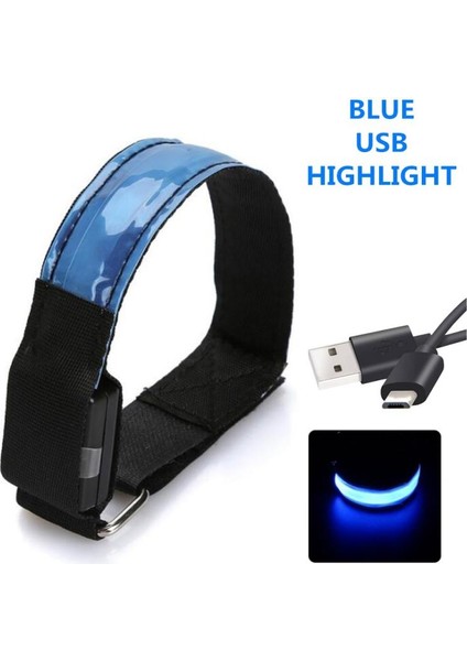Siyah Stil LED Işıklı Gece Koşu Kol Bandı Bilezik USB Şarj Bilezik Işık Açık Spor Gece Yansıtıcı Emniyet Kemeri (Yurt Dışından)