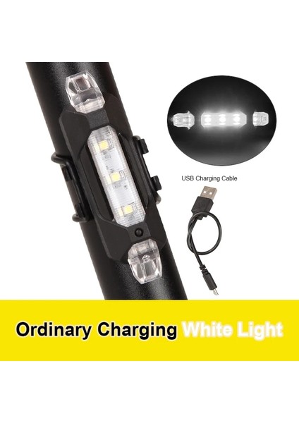 Beyaz Arka Lamba Stili Yeni Dağ Döngüsü Ön Arka Far Lambası El Feneri Döngü Işığı 300 Lümen 3 Mod Bisiklet Bisiklet Işığı USB LED Şarj Edilebilir (Yurt Dışından)