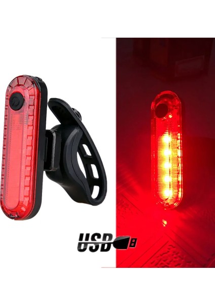 2 Adet Kırmızı Stil 2 Adet Bisiklet Arka Işık 4 Modu USB Şarj Edilebilir Bisiklet Lanter Bisiklet Bisiklet Için LED Ön Arka Kuyruk Işık Lambası Uyarı Aksesuarları (Yurt Dışından)