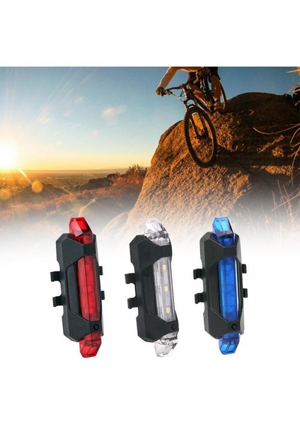 Renkli Stil Bisiklet Arka Lambası USB Şarj Mtb Koltuk Direği Kırmızı Uyarı El Feneri Kask Işıkları Çoklu Modlar LED Akıllı Bisiklet Arka Arka Lamba (Yurt Dışından)