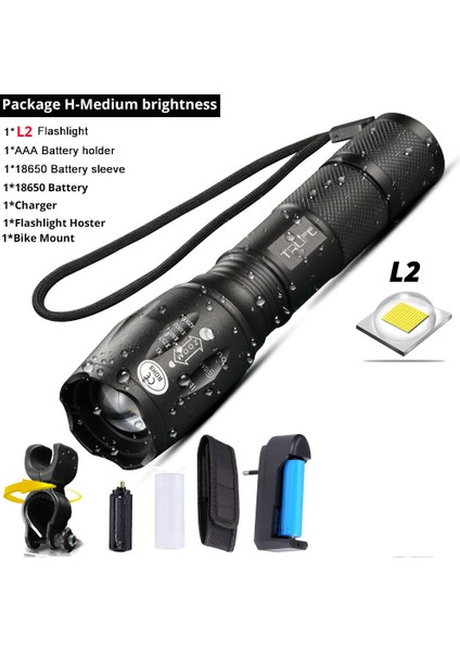 Paket H Tarzı Mini Bisiklet El Feneri V6 L2 T6 LED Bisiklet Ön Işık LED Bisiklet Işık Lamba Torch Su Geçirmez Zoom El Feneri Battey Tarafından (Yurt Dışından)
