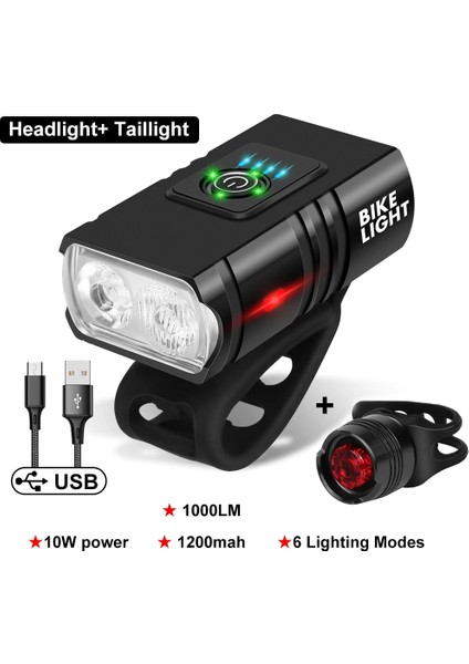 1000LM A-03 Stili T6 LED Bisiklet Işık Bisiklet Ön Lamba USB LED 10W 1000LM Şarj Edilebilir Güç Ekranı 6 Mod Mtb Dağ Yolu Bisiklet Lambası (Yurt Dışından)