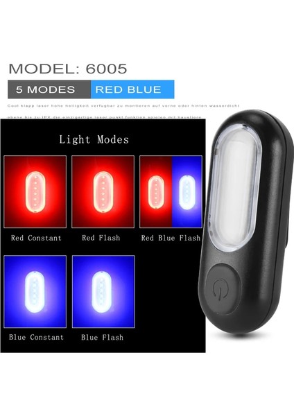 2 Kırmızı Mavi Stil Bisiklet Su Geçirmez Arka Lambası Sürme Arka Lambası LED USB Şarj Edilebilir Dağ Bisikleti Bisiklet Lambası Arka Lambası Kask Işığı Çok Modlu (Yurt Dışından)