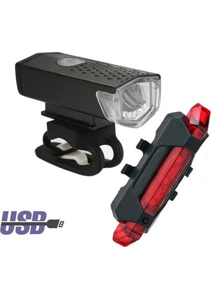 Takım 03 Tarzı USB Şarj Edilebilir Bisiklet Işık Mtb Bisiklet Ön Arka Arka Arka Lamba Bisiklet Güvenlik Uyarı Işığı Su Geçirmez Bisiklet Lambası El Feneri (Yurt Dışından)