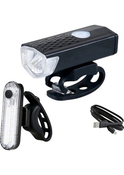 Açık Gri Tarzı USB Şarj Edilebilir Bisiklet Işık LED Dağ Döngüsü Ön Bisiklet Işık ve 3 Renk Arka Lambası Su Geçirmez El Feneri Bisiklet Lambası Seti (Yurt Dışından)