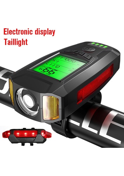 Siyah Ekran Seti Stili Hız Göstergeli Bisiklet Işık Seti USB Şarj Edilebilir Süper Parlak Ön Far Işe Gidiş ve Yol Bisikletçiliği Için 5 Aydınlatma Modu (Yurt Dışından)