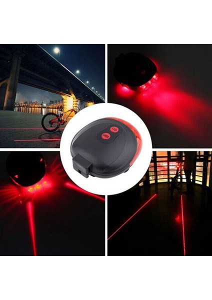 Mavi Stil Wasafire Mtb Yol Arka Arka Lambası Lambası 5 LED + 2 Lazer Hattı Bisiklet Reflektörü Işık Bisiklete Binme Bisiklet Işık Güvenlik Uyarısı Gece Sürme (Yurt Dışından)