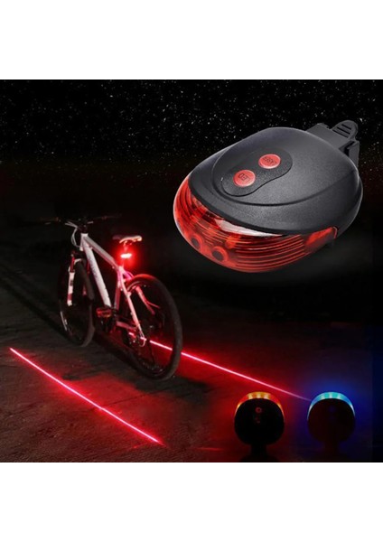 Mavi Stil Wasafire Mtb Yol Arka Arka Lambası Lambası 5 LED + 2 Lazer Hattı Bisiklet Reflektörü Işık Bisiklete Binme Bisiklet Işık Güvenlik Uyarısı Gece Sürme (Yurt Dışından)