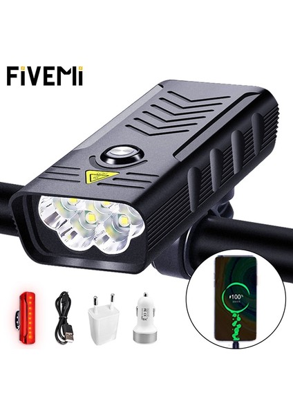 2t6 Bir Stil 5t6 LED Bisiklet Işık Ön USB Şarj Edilebilir Mah Su Geçirmez El Feneri Bisiklet Işığı Bisiklet Mtb Far Alüminyum (Yurt Dışından)
