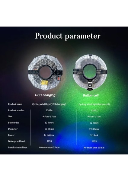 Pil Stili ile Mavi 7 Col Modu Renkli LED Bisiklet Tekerlek Işık USB Şarj Edilebilir Bisiklet Ön Kuyruk Hub Çocuklar Denge Bisiklet Işıkları ile Konuşan Lamba (Yurt Dışından)