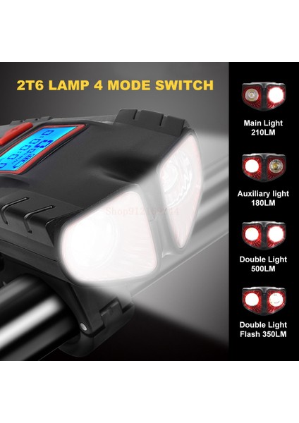 Deluxe Siyah Mavi Tarzı Kablosuz Bisiklet Kilometre Bisiklet Işık LCD Su Geçirmez Bisiklet Bilgisayar Bisiklet Çan Korna ile Ön Işık Far LED El Feneri (Yurt Dışından)