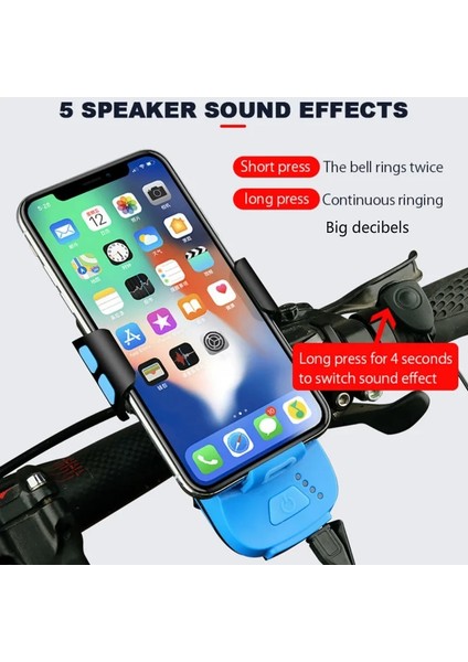 2400MAH Mavi Tarzı 5 In 1 LED Bisiklet Işık Ön USB Şarj Edilebilir Solar Korna Telefon Tutucu Bisiklet Ön Lamba El Feneri Bisiklet Işık Fener Için (Yurt Dışından) modelleri