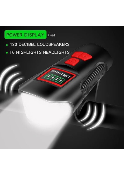 Kırmızı Ekran Pil Stili Bisiklet Bilgisayarı ve Yüksek Desibel Korna ile LED Bisiklet Işık USB Şarj Edilebilir Ön Işık Su Geçirmez Döngü Far Tüm Mtb Uyar (Yurt Dışından)