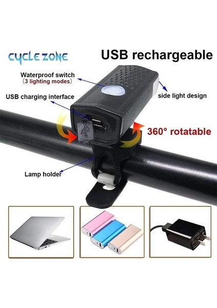 2255--918 Kırmızı Opp Stili USB Şarj Edilebilir Bisiklet Işık Seti Arka Lambalı Ön Işık Kurulumu Kolay 3 Mod Bisiklet Yolu Için Bisiklet Aksesuarları Mtb (Yurt Dışından)