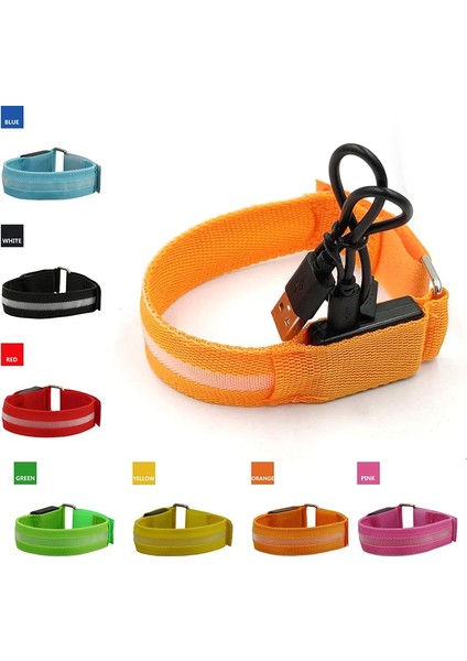 A7 Stili Doğa Sporları Kol Bandı LED Işık USB Şarj Edilebilir Kemer Kol Bacak Uyarı Bilekliği (Yurt Dışından) fiyatları