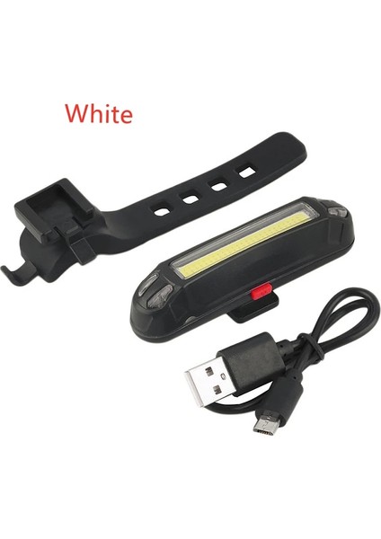 02 Beyaz Işık Stili USB Şarj Edilebilir Bisiklet Işık LED Bisiklet Arka Kuyruk Işık Su Geçirmez Cob Parlak Bisiklet Lambası Arka Lambası El Feneri Bisiklet Aksesuarları (Yurt Dışından)