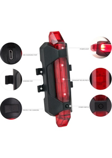 Kırmızı Arka Lamba Stili Yeni Ah Bisiklet Ön Işık Bisiklet El Feneri Bisiklet Fener LED USB Şarj Edilebilir Mtb Bisiklet Arka Lambası Bisiklet Far Için (Yurt Dışından)