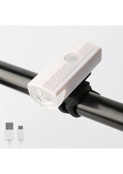Beyaz Stil Bisiklet Işığı USB Şarj Edilebilir 300 Lümen 3 Mod Bisiklet Ön Işık Lambası Bisiklet Farı Bisiklete Binme LED El Feneri Fener (Yurt Dışından)