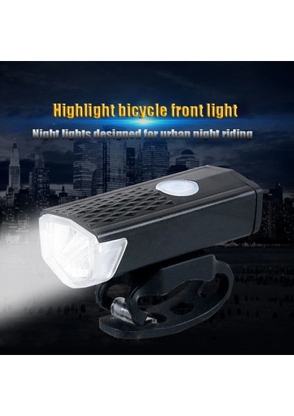 Beyaz Stil Bisiklet Işığı USB Şarj Edilebilir 300 Lümen 3 Mod Bisiklet Ön Işık Lambası Bisiklet Farı Bisiklete Binme LED El Feneri Fener (Yurt Dışından)