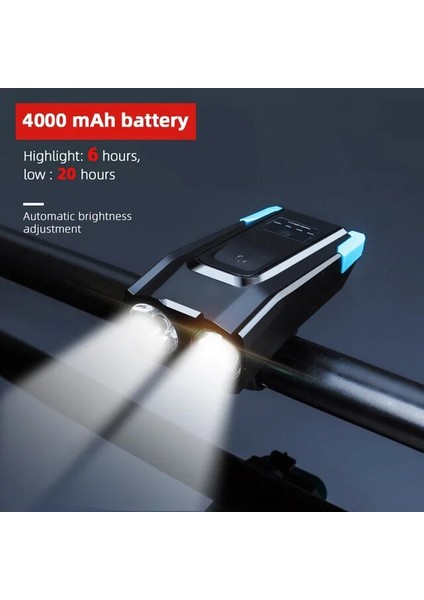 4000 Mavi Stil Ah Su Geçirmez Bisiklet Lambası Boynuzlu USB Şarj Edilebilir 800 Lümen Bisiklet Bisikleti Için LED Işık Ön Lamba Bisiklet Aksesuarları (Yurt Dışından)