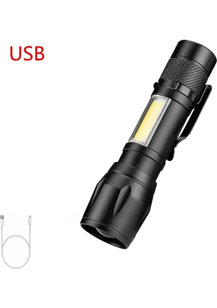 Siyah Bir Stil Yeni Tasarım Cree Q5 Pil USB Şarj El Feneri Cob LED Zumlanabilir Su Geçirmez Bisiklet Klipsi Kafa Lambası Bisiklet El Feneri (Yurt Dışından)