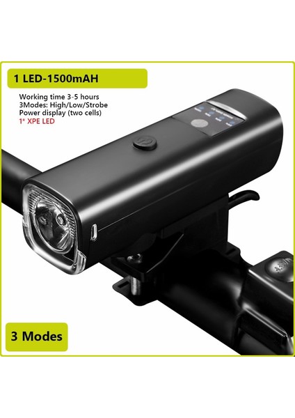 1XPE-1500MAH Stili Mah Bisiklet Işık Su Geçirmez USB Şarj Edilebilir LED Bisiklet Işık 5000LM Bisiklet Ön Arka Işık Için Süper Parlak El Feneri (Yurt Dışından)