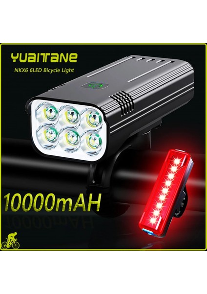 1XPE-1500MAH Stili Mah Bisiklet Işık Su Geçirmez USB Şarj Edilebilir LED Bisiklet Işık 5000LM Bisiklet Ön Arka Işık Için Süper Parlak El Feneri (Yurt Dışından)