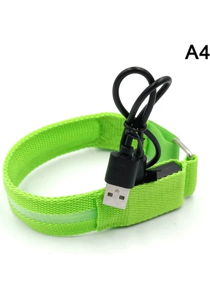 A4 Stili Doğa Sporları Kol Bandı LED Işık USB Şarj Edilebilir Kemer Kol Bacak Uyarı Bilekliği (Yurt Dışından)