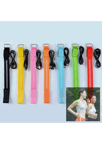 A4 Stili Doğa Sporları Kol Bandı LED Işık USB Şarj Edilebilir Kemer Kol Bacak Uyarı Bilekliği (Yurt Dışından) fırsatları
