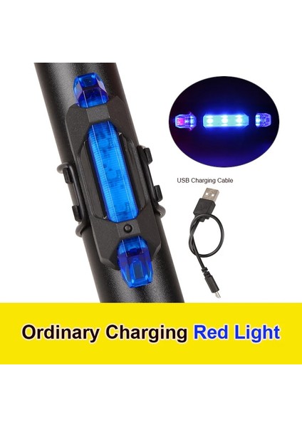 Mavi Arka Lamba Stili USB Şarj Edilebilir Bisiklet Işık Mtb Bisiklet Ön Arka Arka Arka Lamba Su Geçirmez Bisiklet Güvenlik Uyarı Işığı Sürme El Feneri Lambası (Yurt Dışından)