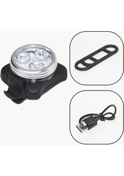 Mavi Işık Stili Yüksek Li Parlak Bisiklet Bisiklet Bisiklet 3 LED Kafa Ön Işık 4 Mod USB Şarj Edilebilir Kuyruk Klipsi Işık Lambası Su Geçirmez (Yurt Dışından)