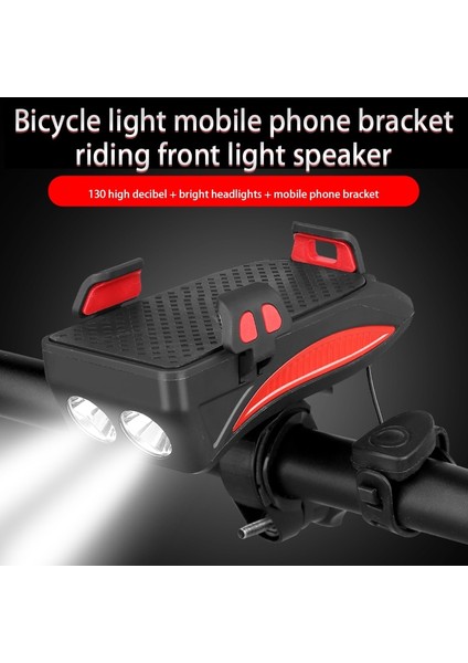 Mavi 2000MAH B Tarzı 5 In 1 LED Bisiklet Işık Ön USB Şarj Edilebilir Solar Korna Telefon Tutucu Bisiklet Lambası Ah El Feneri Bisiklet Işık Fener Için (Yurt Dışından)