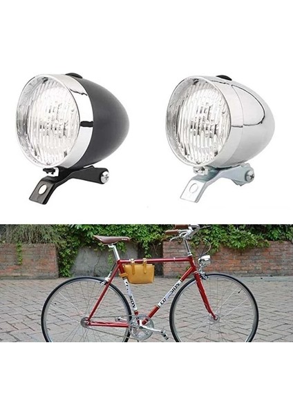 Siyah Stil Retro Vintage Bisiklet 3led Ön Işık Far Güvenlik Uyarısı Gece Lambası Bisiklet Dekorasyonu Siyah Gümüş (Yurt Dışından) modelleri