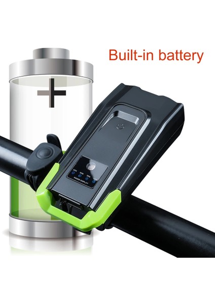 4000 Mah Yeşil Stil Lümen Indüksiyon Bisiklet Korna ile Ön Işık Ah USB Şarj Edilebilir Akıllı Bisiklet Işık LED Bisiklet Lambası Bisiklet El Feneri (Yurt Dışından)