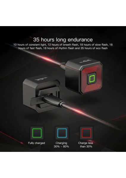 Gösterildiği Gibi Stil Bisiklet Fren Indüksiyon Arka Lambası Bisiklet Akıllı Fren Arka Lambası Güvenlik Uyarı Işığı USB Şarj Arka Lambası Gece Sürme (Yurt Dışından)