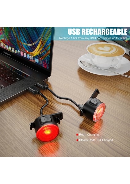 Kırmızı Işık Stili LED Bisiklet Işığı Bisiklet Feneri USB Şarj Ön ve Arka Bisiklet Işığı 220MAH 6 Mod Seçenekleri Bisiklet Lambaları Bisiklet Aksesuarları (Yurt Dışından) modelleri