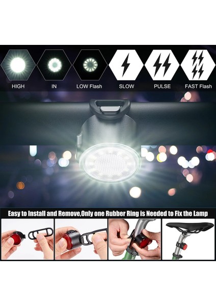 Kırmızı Işık Stili LED Bisiklet Işığı Bisiklet Feneri USB Şarj Ön ve Arka Bisiklet Işığı 220MAH 6 Mod Seçenekleri Bisiklet Lambaları Bisiklet Aksesuarları (Yurt Dışından) fırsatları