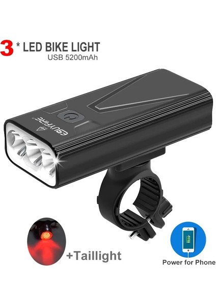 TH2-6HXE01 Arka Lamba Stili 3000LM Bisiklet Işık Seti Güç Bankası Ah Bisiklet Işıkları USB Şarj Edilebilir 3 * LED Far Su Geçirmez Mtb Bisiklet Kamp Lambası (Yurt Dışından) fiyatları