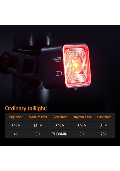 E-105R Arka Lamba Stili Bisiklet Ön ve Arka Işık Setleri Akıllı Fren Kuyruk Lambaları USB Şarj Edilebilir Su Geçirmez Sürüş Işıkları Bisiklet Aksesuarları (Yurt Dışından)
