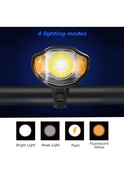 No.1 Tarzı 4 Mod USB Bisiklet Işık Şarj Edilebilir Bisiklet Ön Işık Lambası Bisiklet Far 6 Mod Korna Bisiklet LED El Feneri Fener (Yurt Dışından)