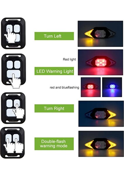 Tip 2 Stili Su Geçirmez USB Şarj Edilebilir Bisiklet Arka Lambası Akıllı Uzaktan Kumanda Bisiklet Dönüş Sinyali Işığı Kablosuz LED Uyarı Arka Lambası (Yurt Dışından)