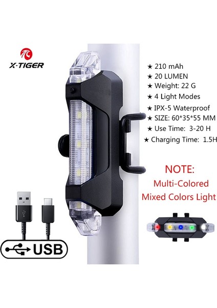 WD-0406 Stili X-Tıger Bisiklet Arka Işığı Su Geçirmez Mtb Bisiklet Işığı USB Şarj LED Bisiklet Arka Lambası Flaş Kuyruk Güvenlik Bisikleti Uyarı Işığı (Yurt Dışından)