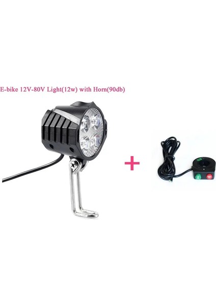Anahtar Stili ile Ebike E-Bike 12V 24V 36V 48V 60V 72V Elektrikli Bisiklet Korna ile Işık Su Geçirmez Yüksek Li Far Korna Seti Ön Far (Yurt Dışından)