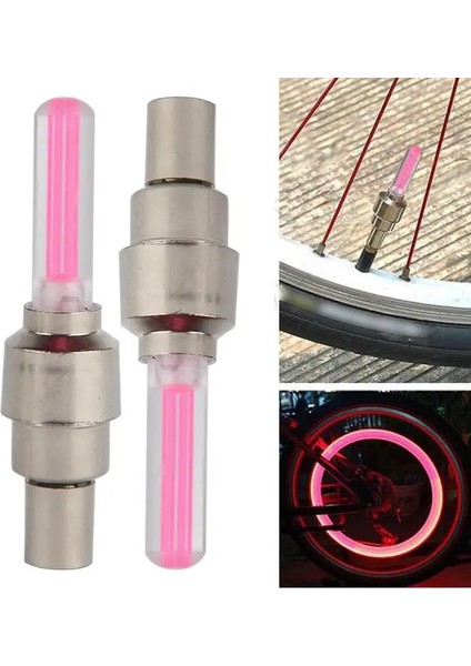 Kırmızı Stil 2x Araba Tekerleği LED Işık Motosiklet Bisiklet Işık Lastik Vana Kapağı Dekoratif Fener Lastik Vana Kapağı Flaş Konuştu Neon Lamba Bisiklet Işığı (Yurt Dışından)