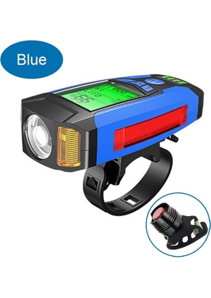 Bk1 Mavi Takım Stili USB Bisiklet El Feneri 5 LED Bisiklet Bilgisayarıhorn Bisiklet Ön Işık Ipx4 Su Geçirmez Far Kilometre Sayacı Bisiklet Aksesuarları (Yurt Dışından)